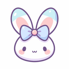 Happy Easter 2024 Bunny Vector Illustration with Bowknot