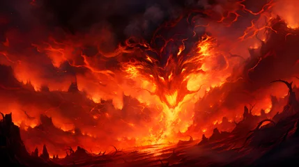 Fotobehang hell on fire, souls in hell © Gomez