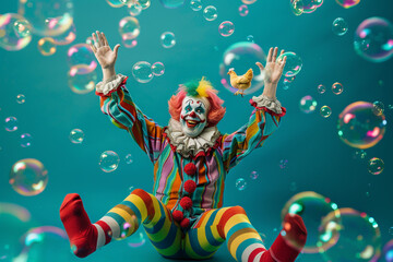 clown with bubbles - obrazy, fototapety, plakaty