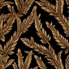 seamless pattern with leaves . Created using generative AI
