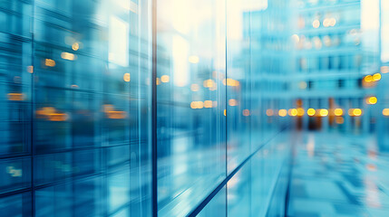 Blurred glass wall of modern business office building as background