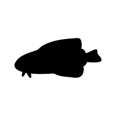 Vector single small fish silhouette. Hand drawn doodle illustrations