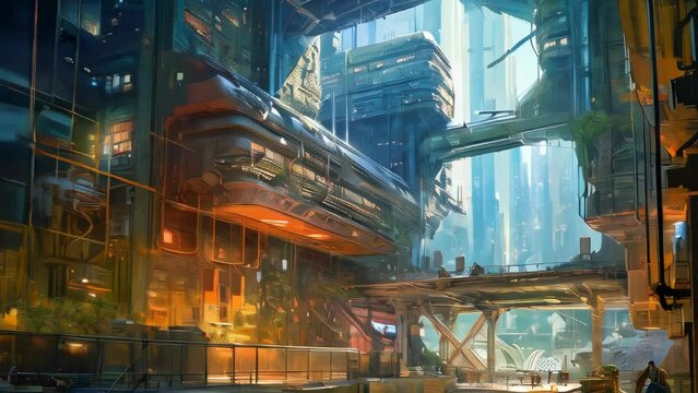Futuristic giant tower structure, urban or industrial