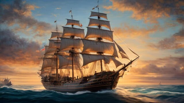 A majestic galleon sailing