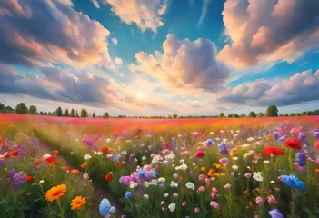 Fotobehang field of flowers © rabia