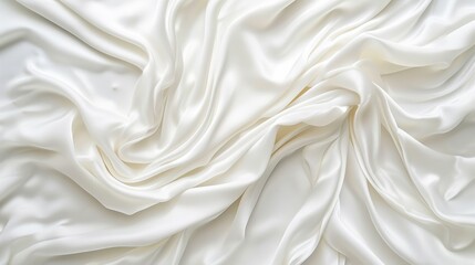 Elegant, creamy white silk fabric with a smooth texture and gentle folds, exuding luxury and sophistication, ideal for bridal or fashion backgrounds. - obrazy, fototapety, plakaty