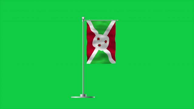 High detailed flag of Burundi. National Burundi flag. Africa. 3D illustration. Green Background.