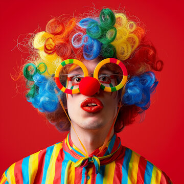 portrait of a clown with wig