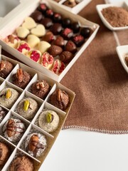 Handmade pralines with artistic decoration