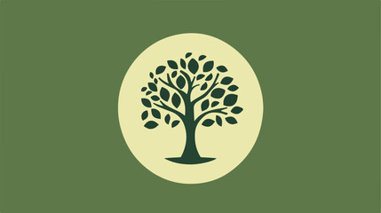 Vector illustration of Ecology tree sign icon on green