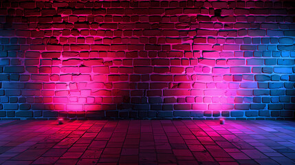Standup comic night, Ground Two Spotlights Neon light on brick wall