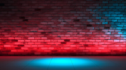 Standup comic night, Ground Spotlights Neon light on brick wall