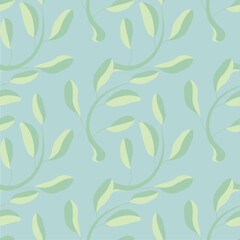 Botanical seamless pattern leaves on green stock vector illustration for web, for print, for fabric print