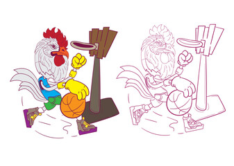 cute animal doodle illustration for coloring page drawing book