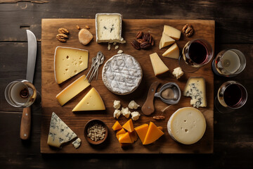 Variety of authentic french cheese set