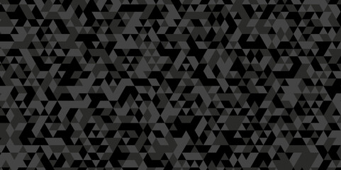 Triangle Vector Abstract Geometric Technology seamless pattern Background. Black triangular mosaic backdrop design. Triangle polygonal square abstract banner background.	
