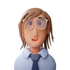 Women With Glasses Avatar 3d illustration