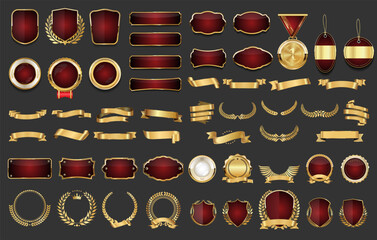 Luxury gold and red labels retro vintage collection