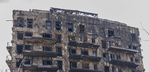 Edificio calcinado enValencia, Febrero de 2024