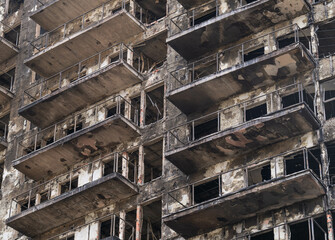 Edificio calcinado enValencia, Febrero de 2024