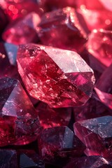 Macro photo of rough garnet stones