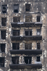 Edificio calcinado enValencia, Febrero de 2024