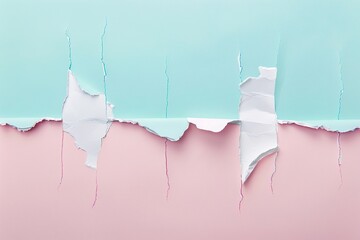torn white paper on a pastel colored background  - obrazy, fototapety, plakaty