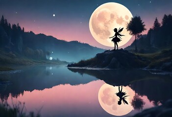 halloween landscape with moon