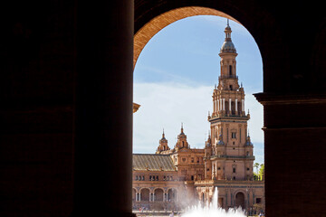 architecture at Spanish square in Seville, Spain - 749424840