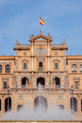 architecture at Spanish square in Seville, Spain - 749424890
