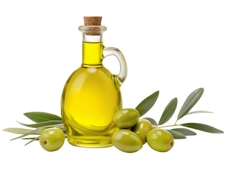 Isolated olive oil bottle on transparent background