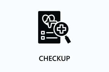 Fototapeta na wymiar Checkup icon. With paper, heart, health and search