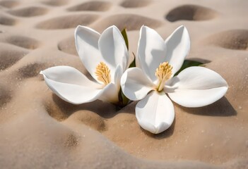 Obraz na płótnie Canvas white frangipani flower on sand