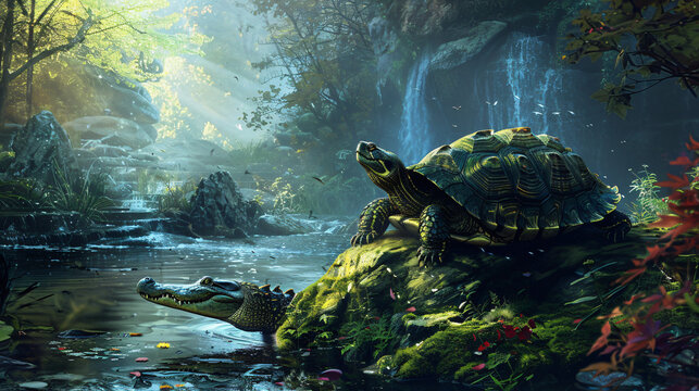 Picture showing a turtle that ventures