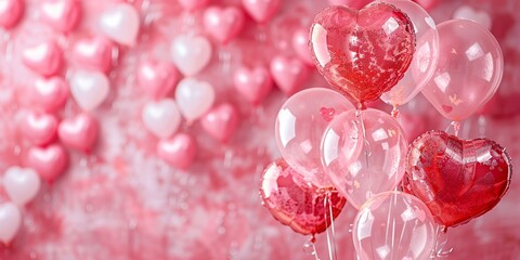 pastel pink cakesmash backdrop with heart shaped balloons