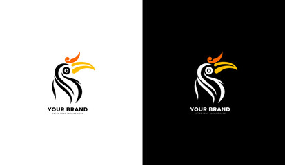 Unique and rare bird logo. Hornbill bird head icon design. Graphic vector illustration © Rouf Creative