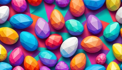Low-poly easter eggs background