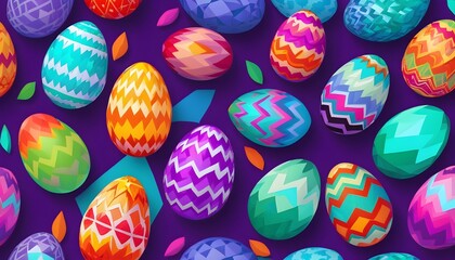 Low-poly easter eggs background