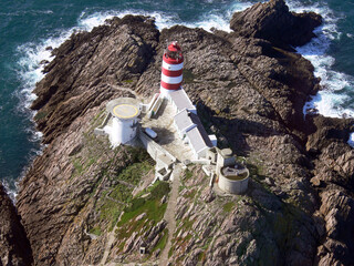 Aerial view of Casquets lighthouse, near Alderney, Channel Islands, British Isles