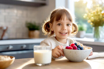 Kind beim Frühstück 