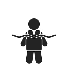 Isolated pictogram ison of kid wear life vest for swimming pool safety sign