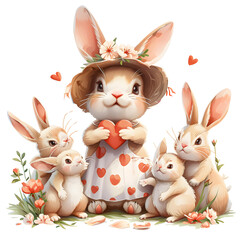 cute rabbit With watercolor Illustration Clip Art