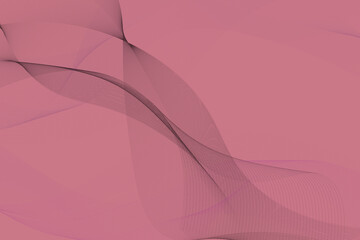 Futuristic wave background. Abstract dark purple lines on pink background. Curved wavy line, smooth strip. Colorful matte wave with lines created with blending tool.Line art. Design Element.