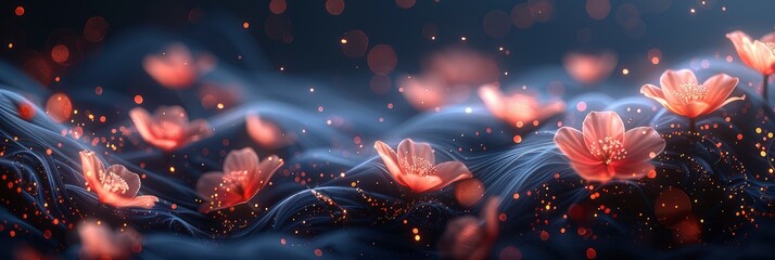 Spring Frame Small Flowers Daisy Floral, with lights, light black and yellow, Background HD, Illustrations