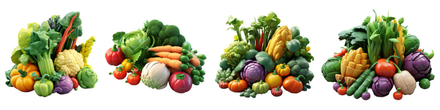 3D Vegetable isolated on transparent background.