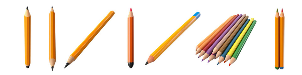 Fototapeta premium 3D Pencil isolated on transparent background.