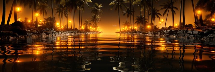 Summer Tropical Background Space Text, with lights, light black and yellow, Background HD, Illustrations