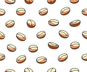 Coffee beans, plant and nature, seamless background and pattern. Food, hot drink, beverage, cafes, coffee house and coffee shop, illustration