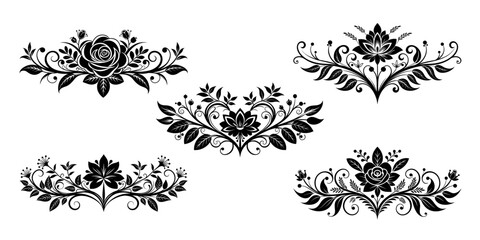 Black vintage floral dividers for page decor