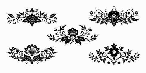 Vintage black floral dividers for page embellishment